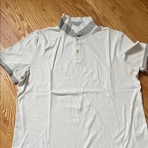 Banana Republic White and Gray Polo Shirt